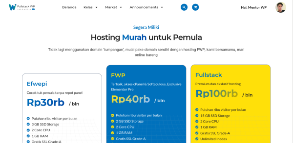 hosting pemula Fullstack WP Indonesia